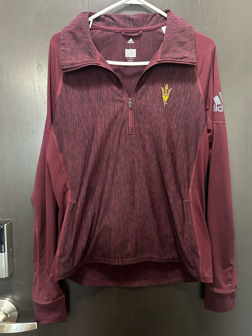 Adidas Climalite Maroon/Burgundy Arizona State Athletic Quarter Zip